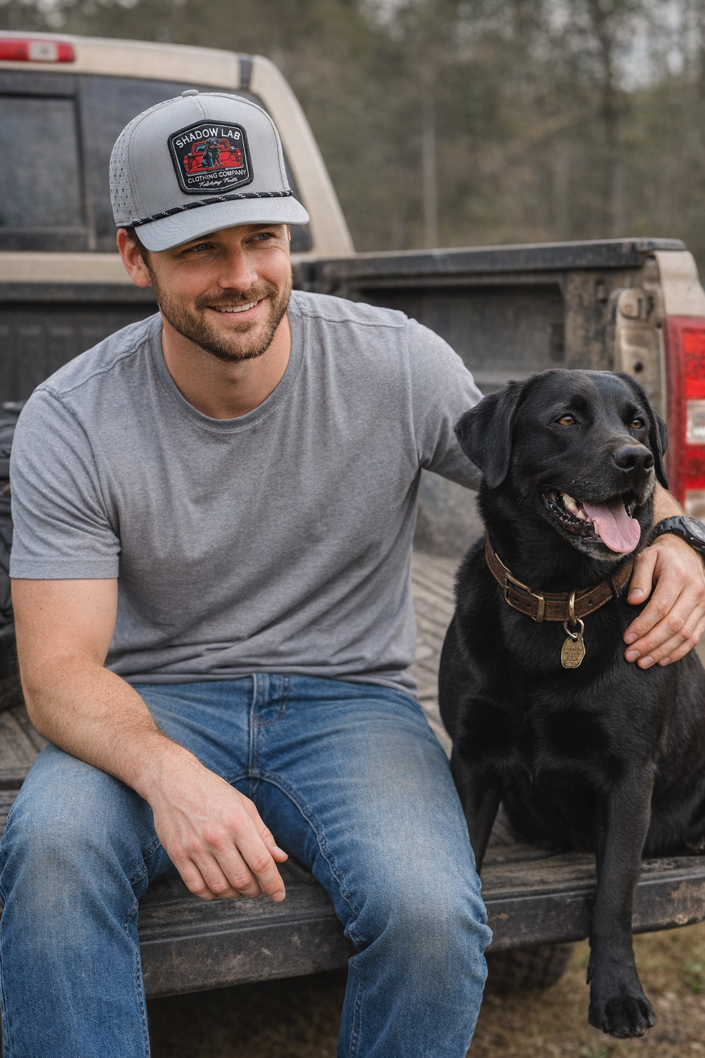 Red Truck Patch Hat - Performance Light Gray