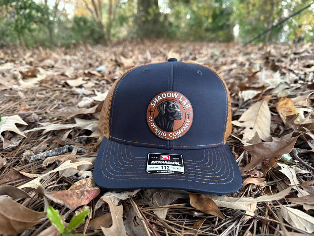 Signature Leather Patch Hat - Navy Brim / Caramel Back