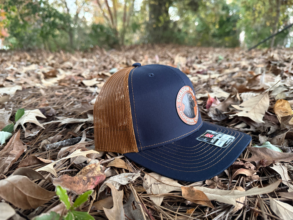 Signature Leather Patch Hat - Navy Brim / Caramel Back