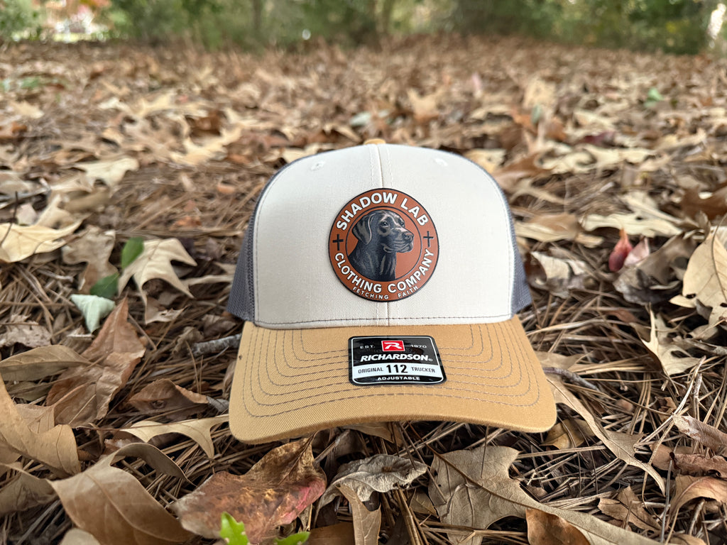 Signature Leather Patch Hat - Caramel Brim/Grey Back