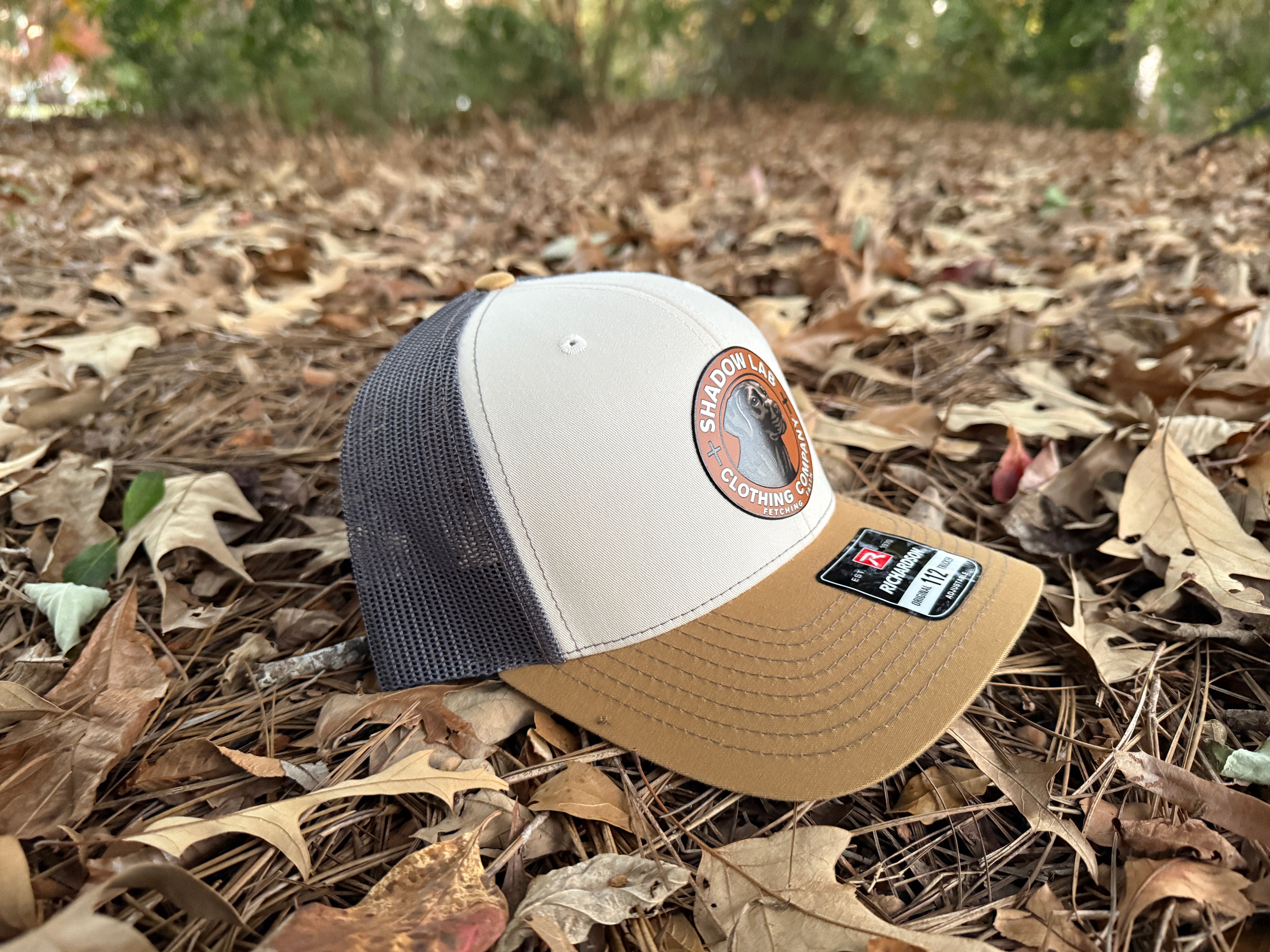Signature Leather Patch Hat - Caramel Brim/Grey Back
