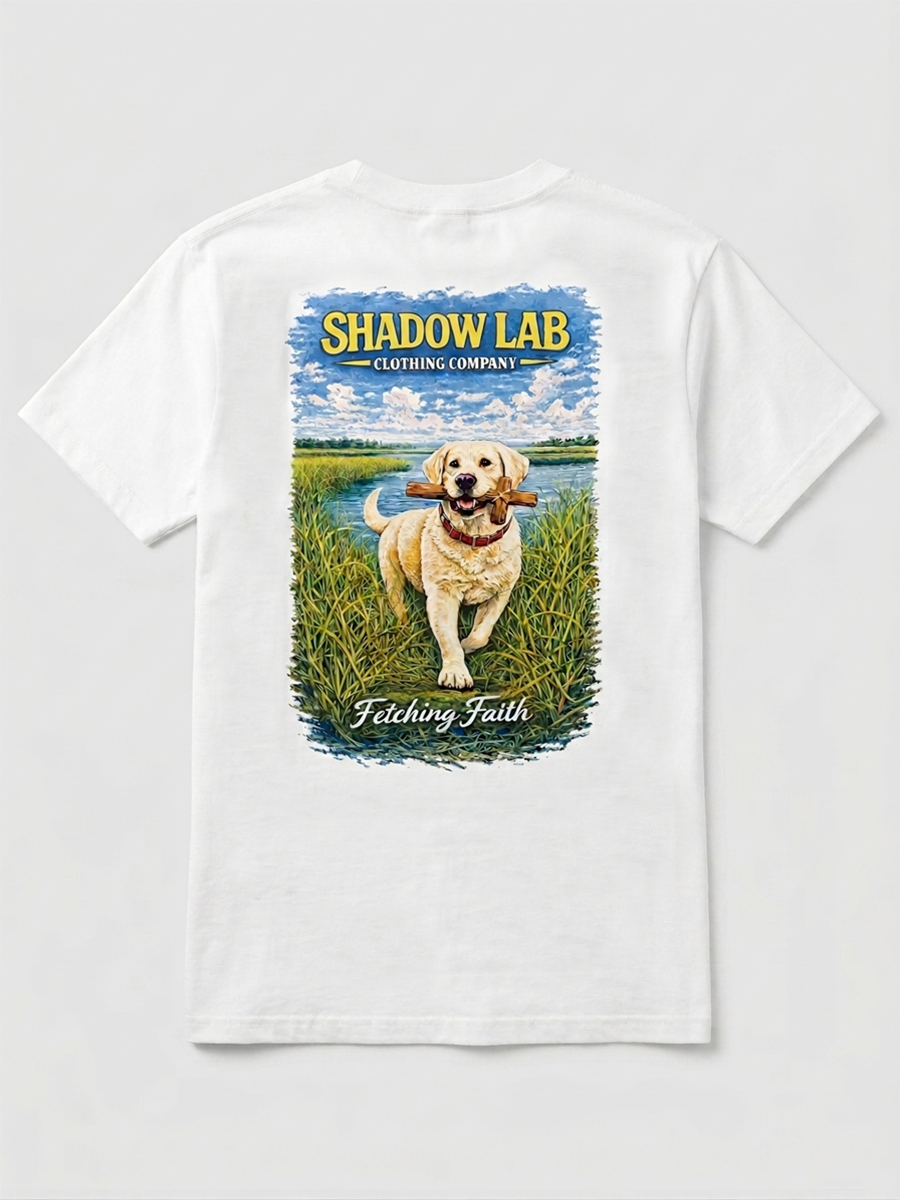 White Lab by the Water "Fetching Faith" Short Sleeve Tee - White