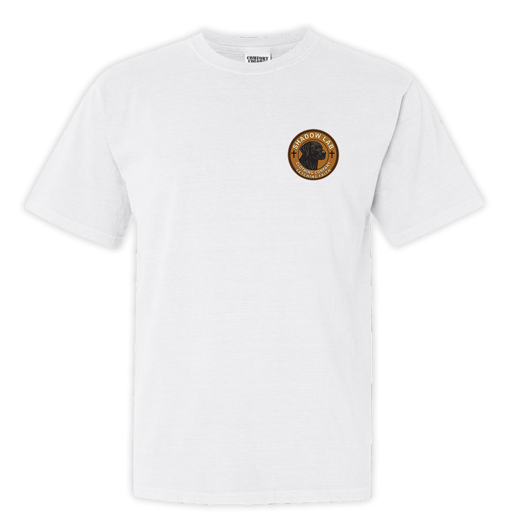 Lifted Red Truck and Lab Short Sleeve Tee - White